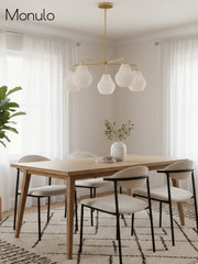 Rivrona 5 Light Glass Chandelier - Modern Pear Ribbed Glass Shade